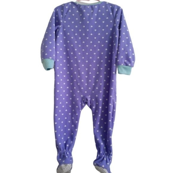 Carter Baby Girl 24M Purple Hearts Owl Footie Baby Fleece Sleeper - Picture 2 of 9